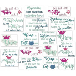 Stickserie - Sprüche Katzen